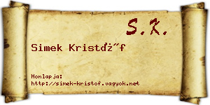Simek Kristóf névjegykártya